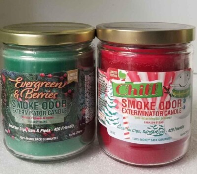 Smoke Odor 13 oz Jar Holidays & Christmas Candles Evergreen & Berries + 1 more