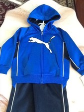 NWT PUMA Boys 2 Piece Set Hoodie and Pants Size 4 Blue and Black Color