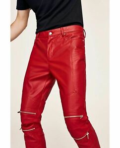 zara red leather pants