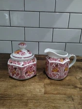 Vintage Staffordshire England RIDGWAY Canterbury sugar Creamer Ironstone Floral