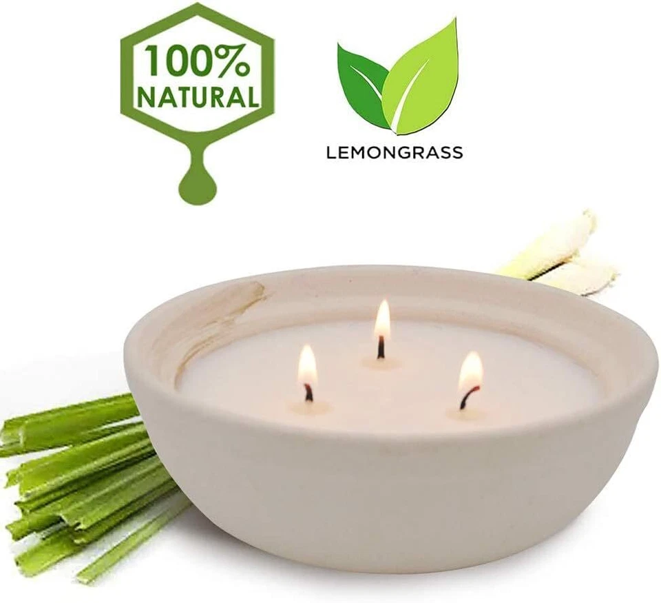 Citronella Candles in Coarse Pottery Container Natural Soy Wax Candle Outdoor - Image 4 of 4