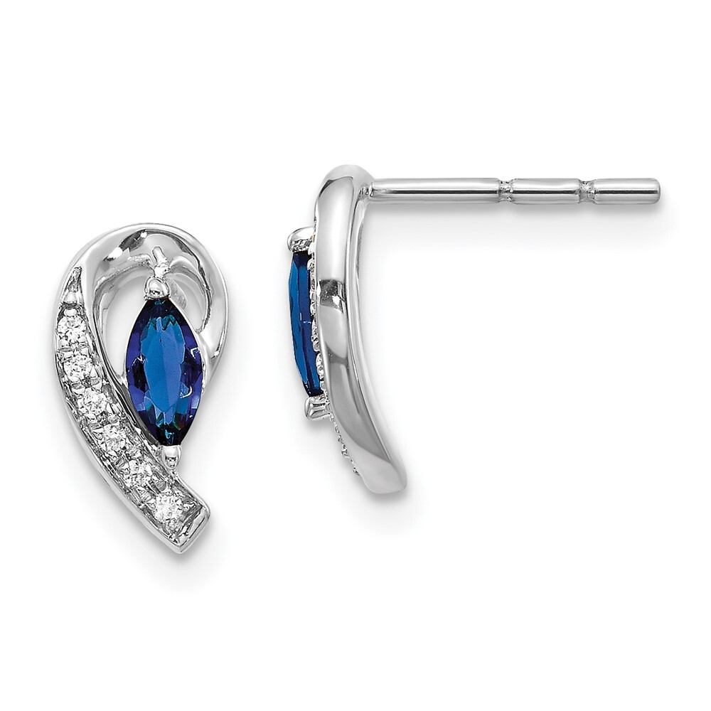 14k White Gold 0.36 Ct Diamond Sapphire Stud Earrings 1.21g
