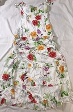 Main Strip Dress Womens Large White Multicolor Floral Maxi Padded Bra Open Side
