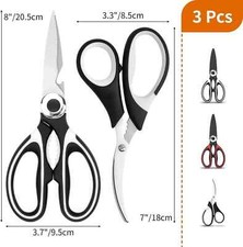 8-Inch Multipurpose Scissors Bulk Pack of 3 - Ultra Sharp Blades