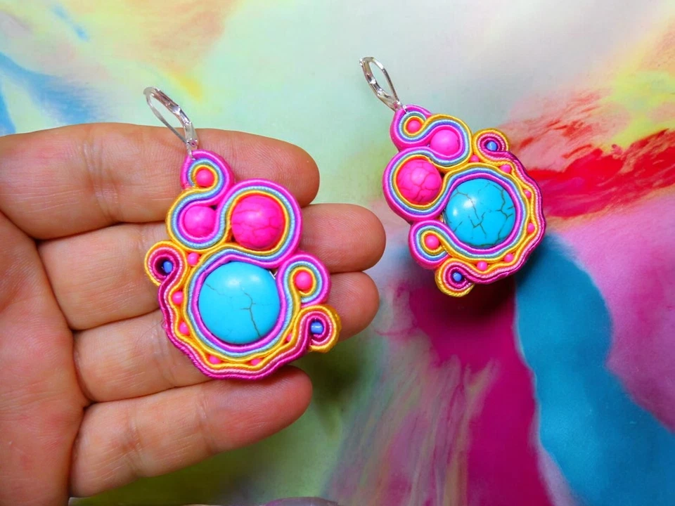 Ohrringe Technik soutache Kunsthandwerk  - Bild 2 von 4