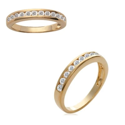 Bague Alliance Cristaux ZIRCONIUM Plaqué or 18 Carats 5 Microns Bijoux CHOIX - Photo 1/4