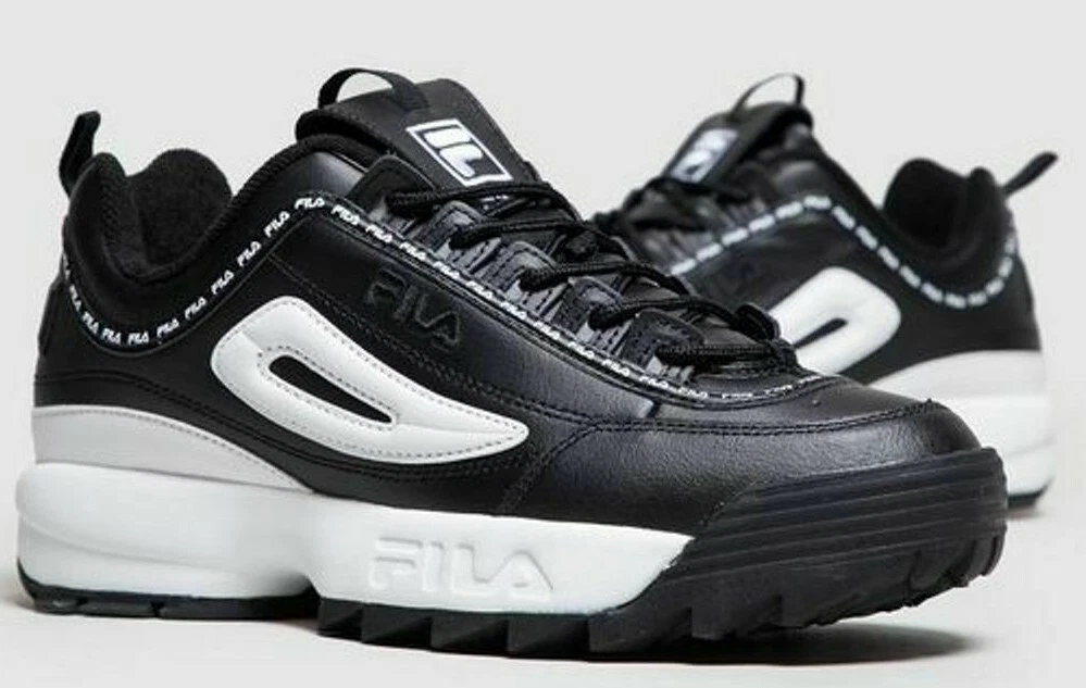 FILA DISRUPTOR II 2 PREMIUM REPEAT TRAINERS UK9 BLACK WHITE
