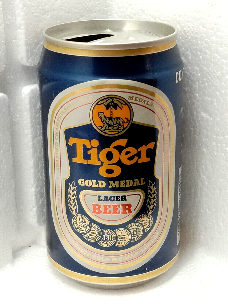 1990s Empty Beer Can TIGER 330 ml. Singapore Top Open Collectible