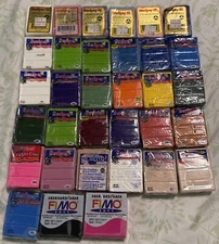 Vtg Sculpey Oven Bake Clay Lot of 31 Assorted Colors 2oz Ea. Sealed