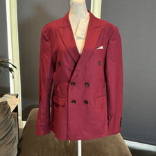 Men  s Slim Fit Double Breasted 2Piece Suit Notched Lapels Jacket 36 Pants 32 NWT