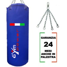 Sacco Boxe Professionale Pieno Blu 80x35 cm Peso 20 kg Catene Incluse Pugilato