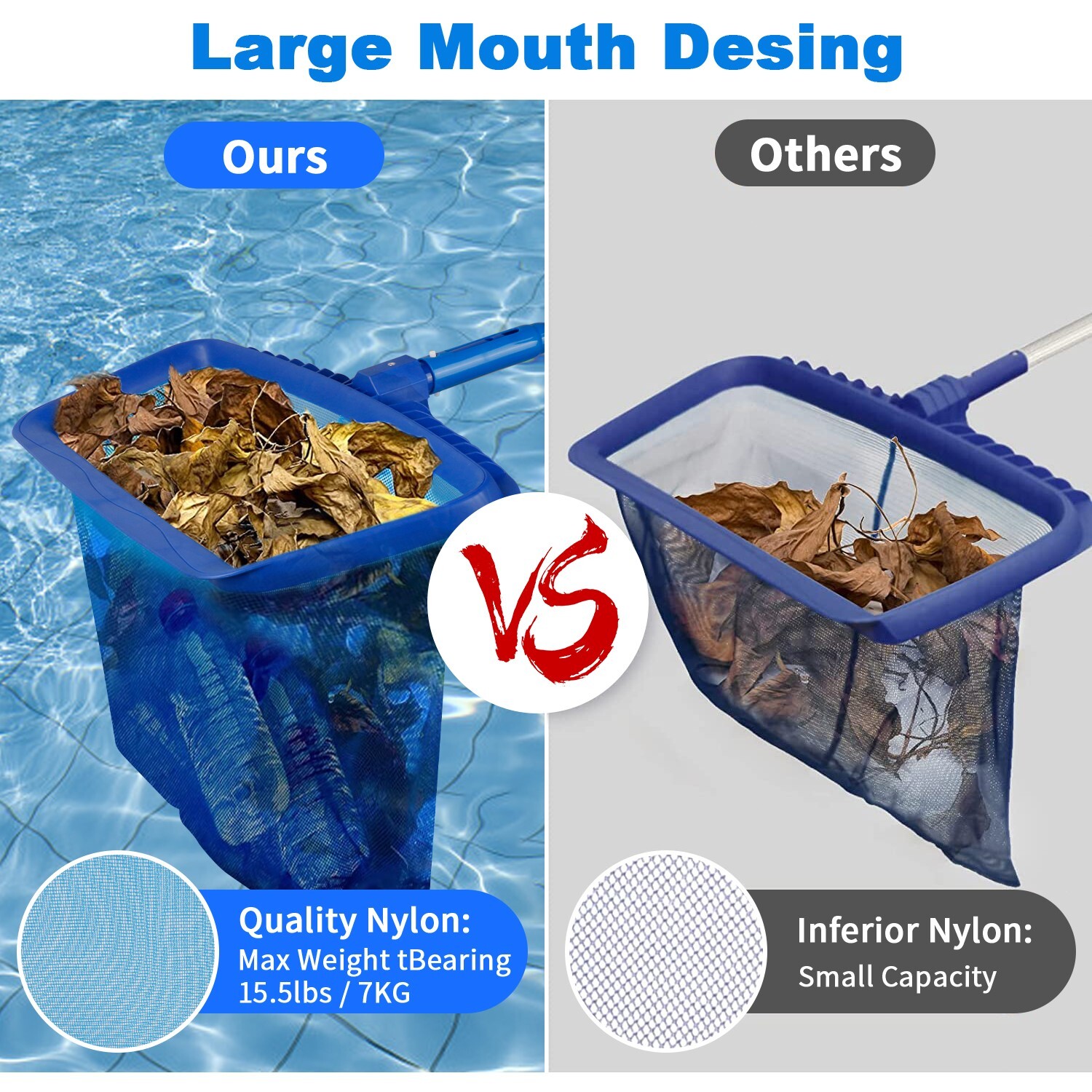 Heavy Duty Pool Skimmer Leaf Rake Net Catcher Cleaning Swimming Pool