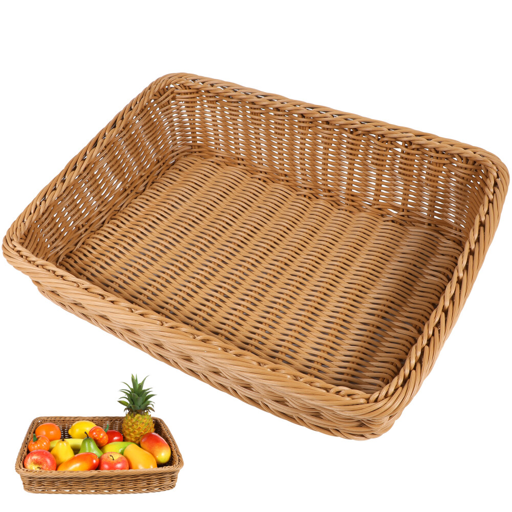 Storage Baskets Poly Wicker Menu Large Capacity Rural Style-image