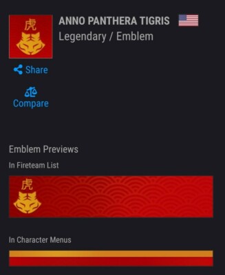 Destiny 2 Be Heard Collectible Pin Bungie WITH Anno Panthera Tigris Emblem Code