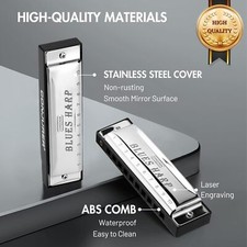 CONJURER 10Hole Diatonic Harmonica Key C Blues Harmonica for Beginner Adult Kid