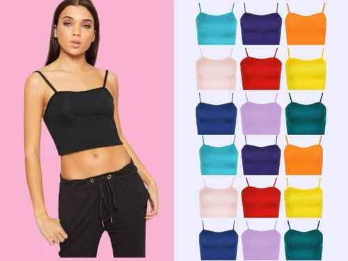 WOMENS LADIES SLEEVELESS STRAPPY BANDEAU PLAIN CAMISOLE BOOBTUBE BRALET CROP TOP - Picture 1 of 21