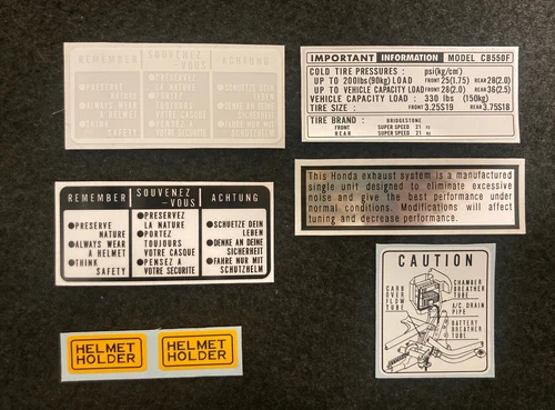 CB550 FOUR  1975-76  "WARNING&SERVICE" DECALS  550 FOUR K1