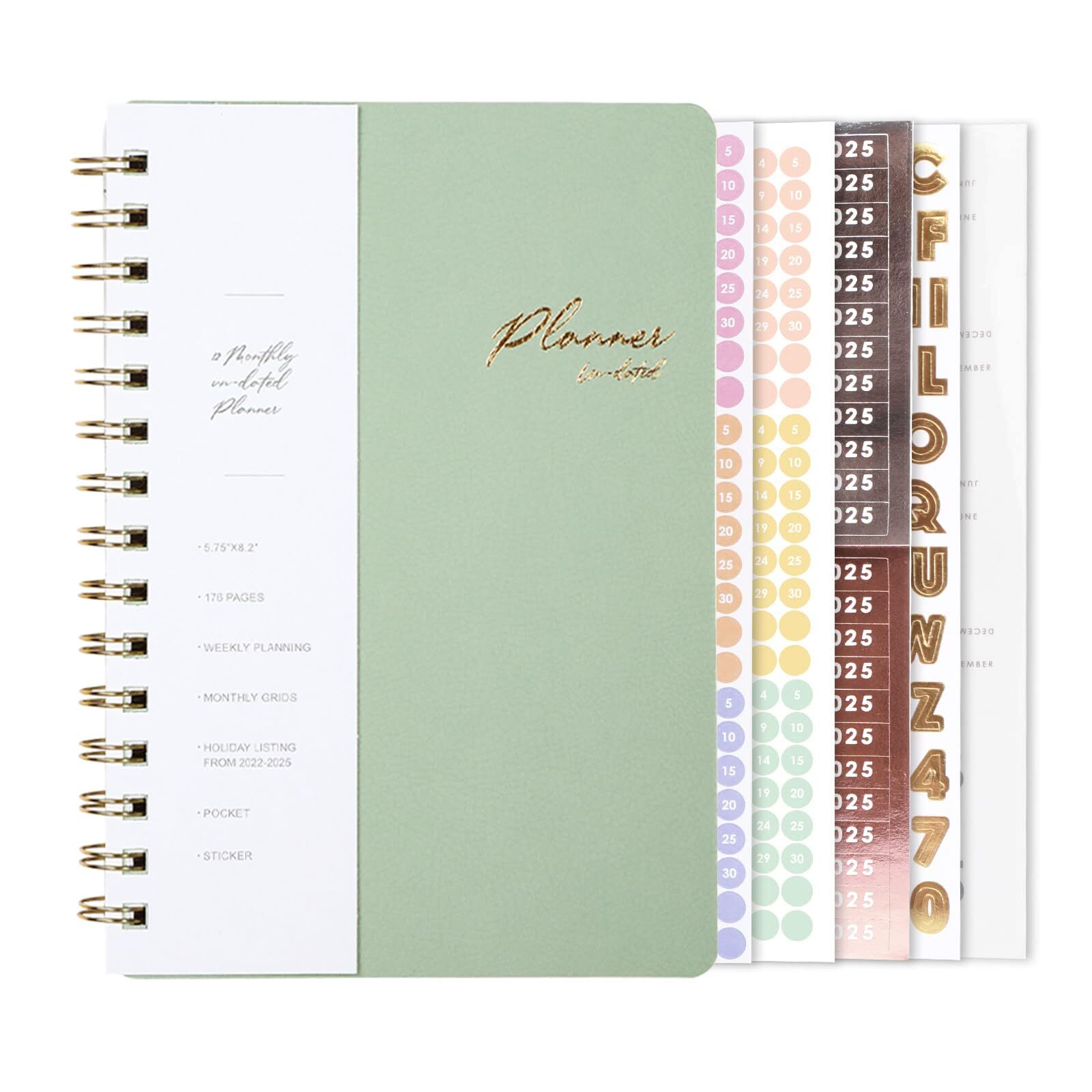 TSFPapier Planner Weekly Monthly 2024 Undated Academic 2025 Month Spiral Plan...