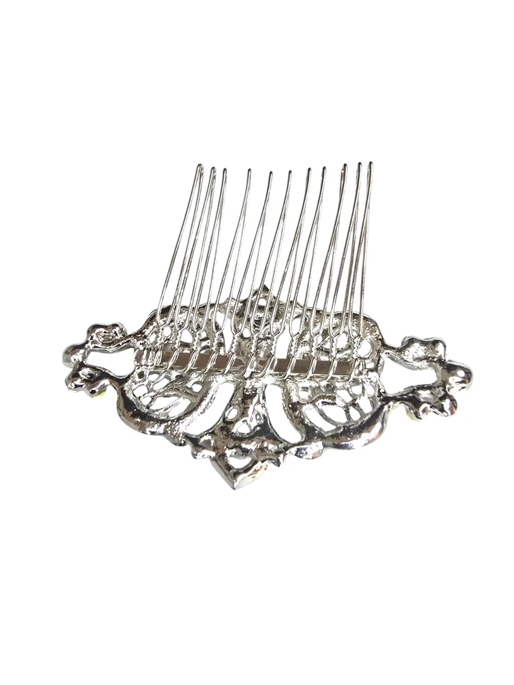 Women's Silver Plated Rhinestone Hair Comb for Wedding, Special Events - Image 3 of 4