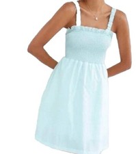 Anthropologie NWT Pinch Smocked Mini Dress Large Mint Green