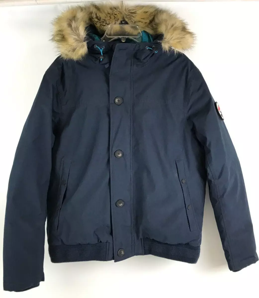 Mens Timberland Scar Ridge Waterproof Parka Coat Fur Hood Navy Blue NEW w Tags