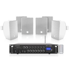 Sound Town 6-Zone 70V/100V Amp, 6 x Surface-Mount Speakers, White PAC180X6TV4W