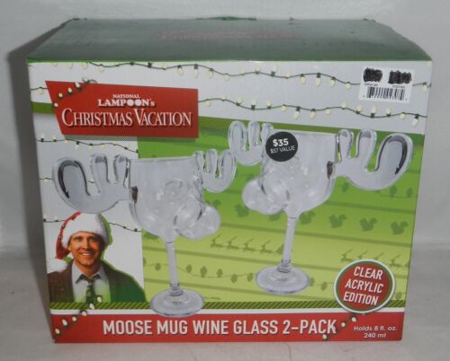 National Lampoon's Christmas Vacation Acrylic 8oz Moose Mug Wine Glass 2 Pack - Picture 1 of 5
