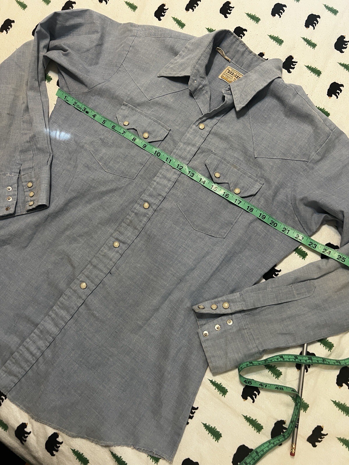 Vtg Dee Cee Western Snap Button Panel Back Chain … - image 5