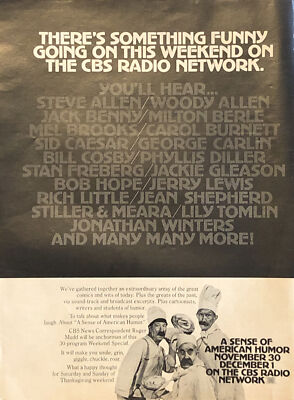 PRINT AD 1974 CBS Radio Network Sense American Humor Comedy - Roger Mudd Series
