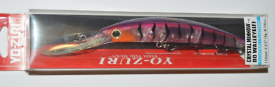 yo zuri crystal minnow dd deep diver  4 3/8''  9/16oz  r1206-pt purple tiger