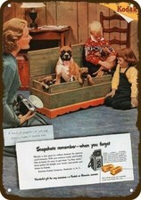 1951 BOXER Mama Dog & Puppies KODAK Vintage-Look DECORATIVE REPLICA METAL SIGN