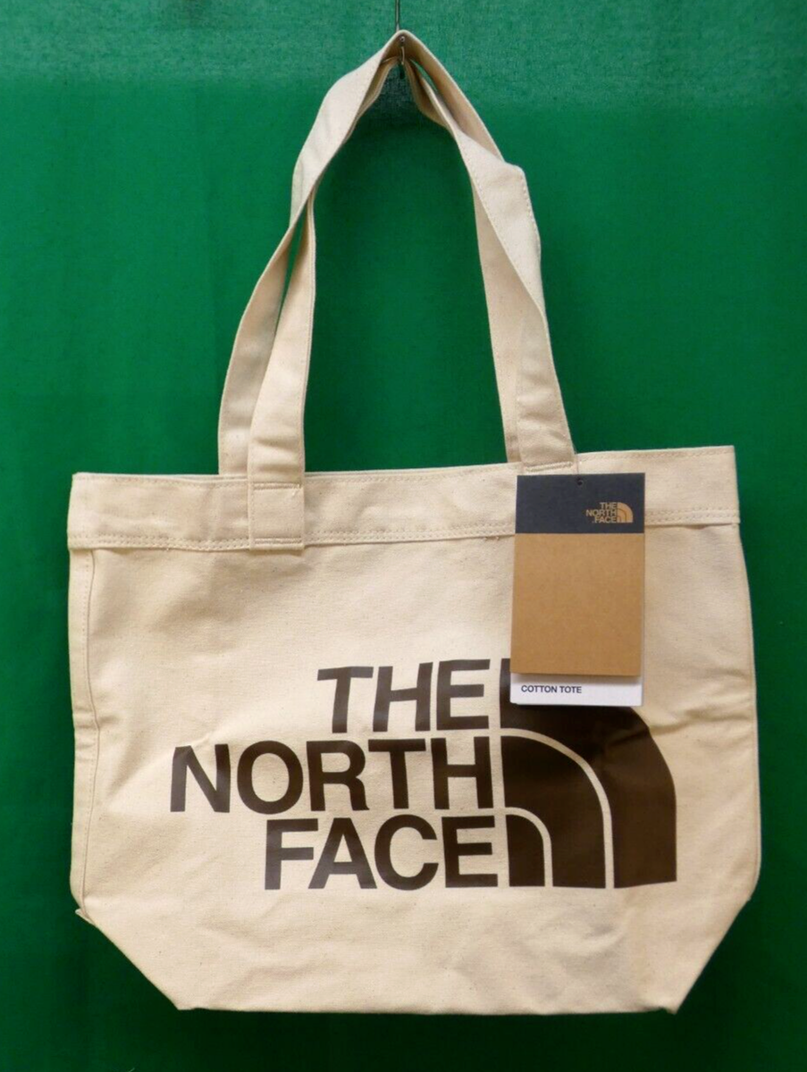 THE NORTH FACE Cotton Tote Bag with Printed Logos in Cream Beige NEW BNWT