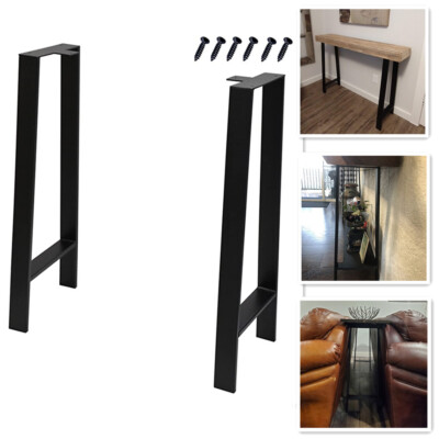Heavy Duty H Shape Metal Table Legs Black Steel Desk Legs Set of 2 16-32'' Rustic