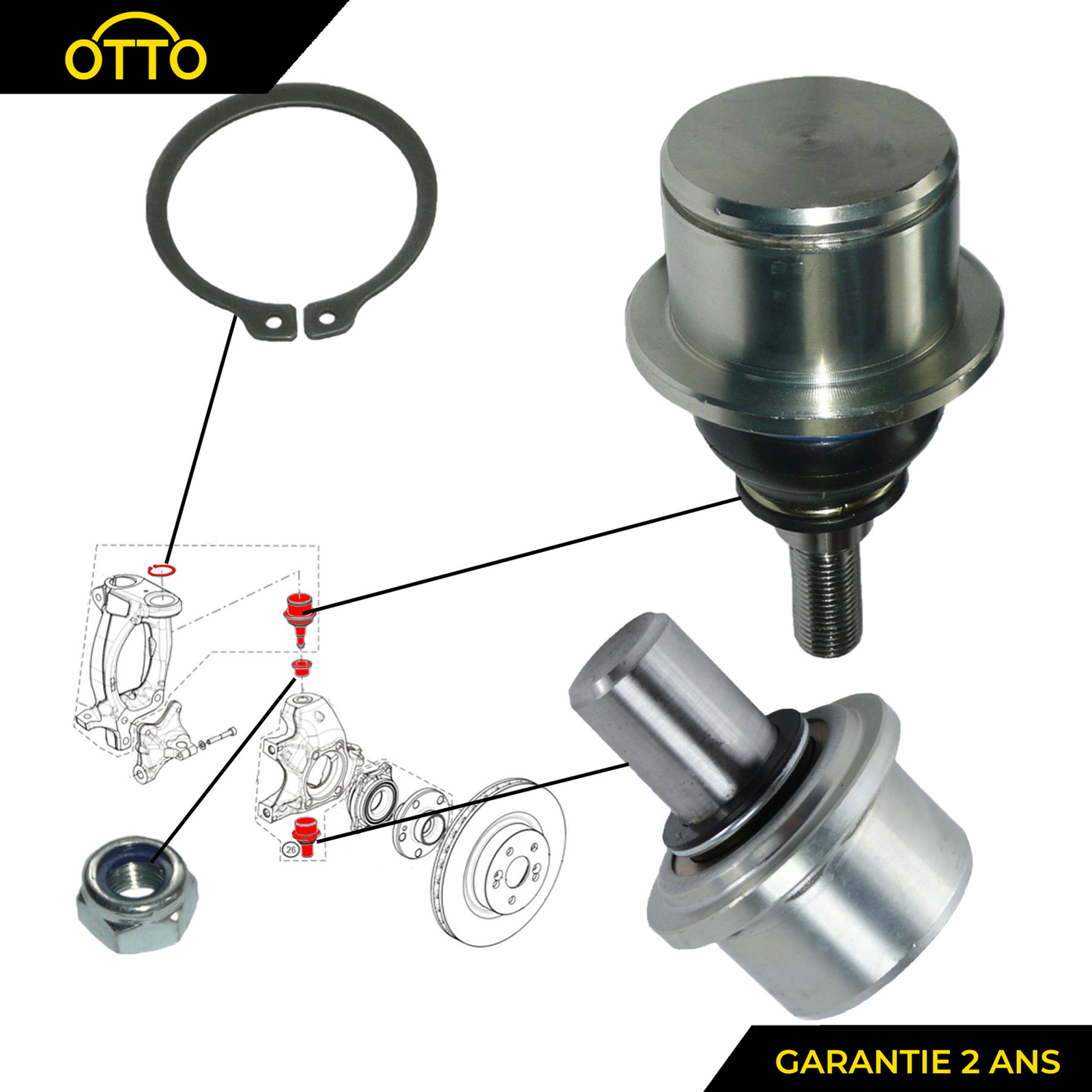 Rotule suspension Clio 3 RS gauche droite supérieur inférieur train avant