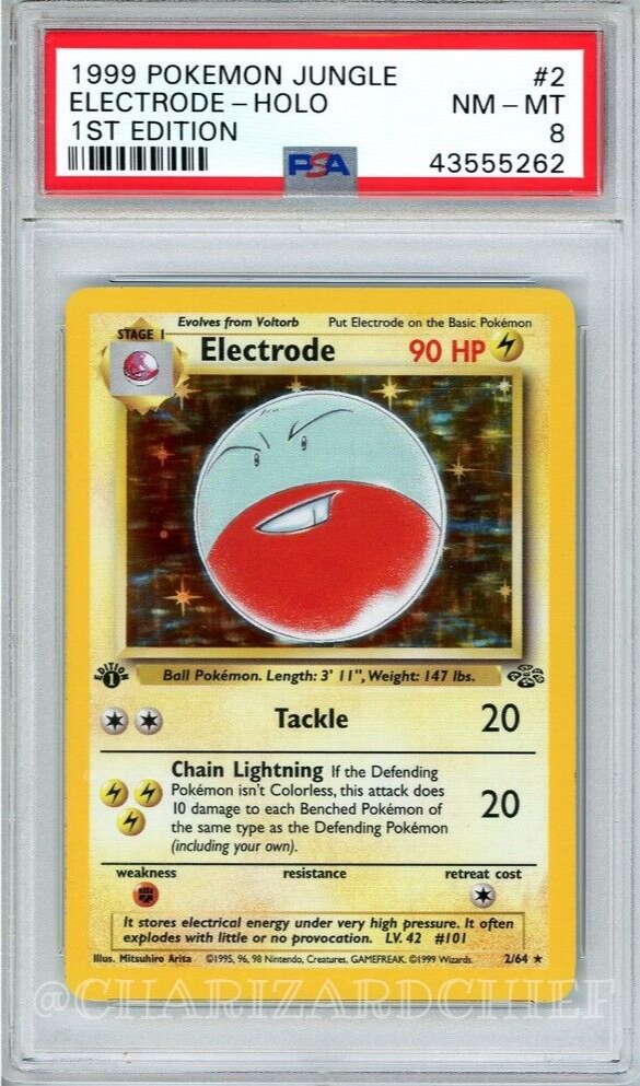 FIRST EDITION ELECTRODE HOLO RARE POKEMON CARD 1999 JUNGLE SET 2/64 PSA