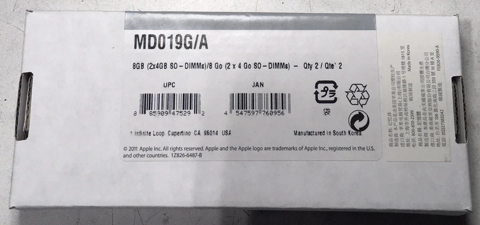 2011 Apple Memory Module MDG019G/A 8GB (2x4GB SO - DIMMs) - Image 3 of 3