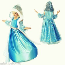 Frozen Elsa Girls Fancy Dress Hooded Christmas Birthday Party Gown Costume 6-7Y