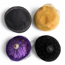 Lot of 4 30's 50's Womens Hats Church Wedding admiration marche evelyn varon VTG