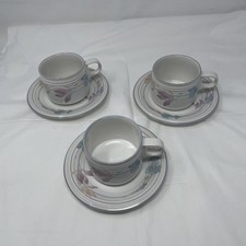 Set Of 3 Studio Nova Tea Cups With Saucers Tender Bloom Y 2325 Stoneware