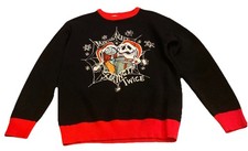 Disney Nightmare Before Christmas Jack & Sally L (14-16) Kids Sweater Blk W Word