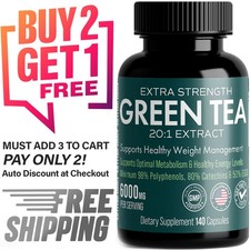 Green Tea Pills 6000mg   Fat Burner  Metabolism Support  EGCG  140 Natural Ca