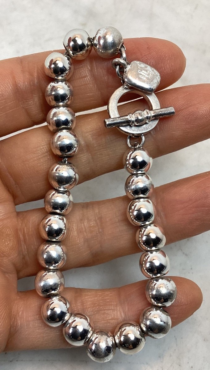 VTG RALPH LAUREN Silver Tone Beaded Toggle Bracelet | eBay