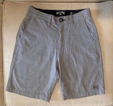 Billabong Crossfire Gray Boys Chino Shorts Button Zipper Pockets