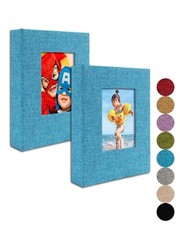 GPIRAL Small Photo Album 4x6     Clear Pages, Linen Cover 4x6"-2 PACK, Blue