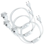 3X E27 Lampenfassung Mit Kabel 5M Schalter Stecker Stromkabel Fassung Weiß