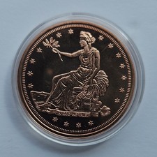 .999 Fine Copper Round 1 Ounce  Sitting Liberty Design.