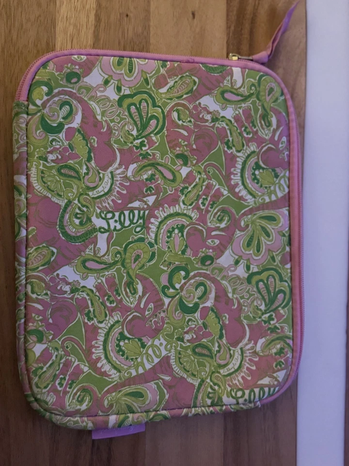 LILLY PULITZER iPad Tablet Sleeve Case Zip Pink Green Floral Neoprene 8x10 - Image 3 of 4
