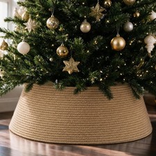 Beautiful Christmas Tree Collar - Modern 28" Jute Ring Brown