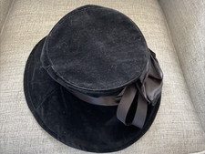 VTG Jo Lyn Black Velvet Bucket Cloche Hat Ribbon Satin Band FLAW MISSING BOW Bucket Hats One Size Velvet Hats for Women for sale | eBay main image 4