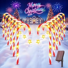 12-Pack Solar Christmas Candy Cane Lights Solar Pathway Lights Xmas Decorations